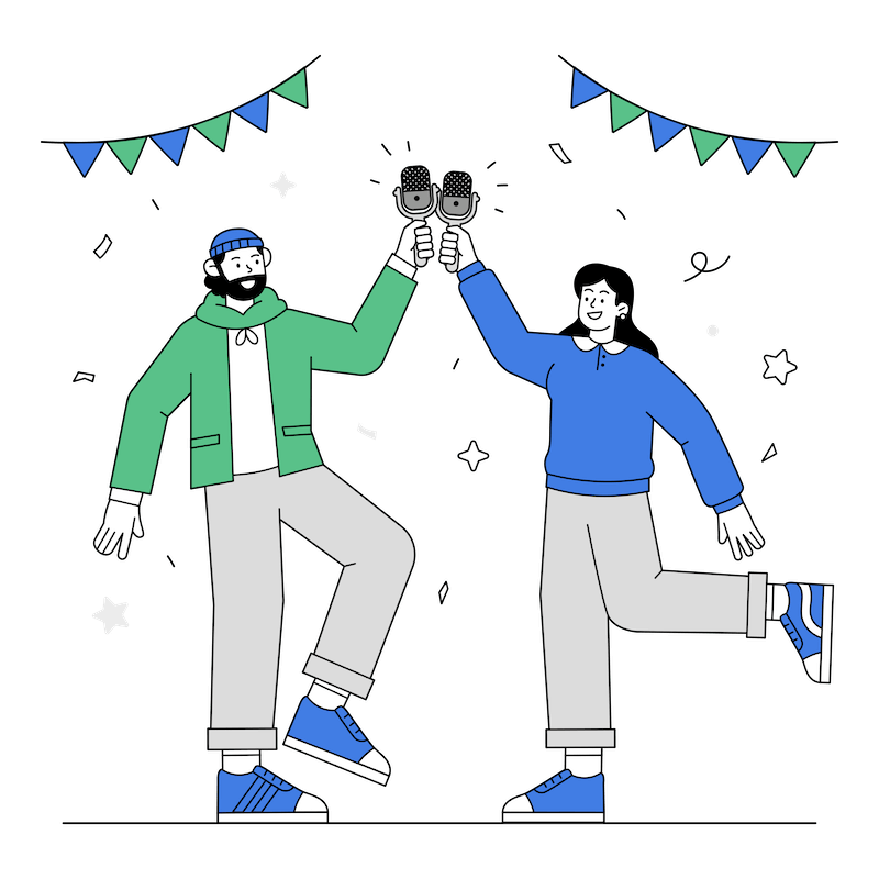 Affiliate Program dental podcast hosts giving each other a high-five